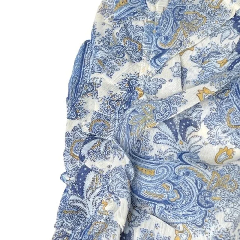 Maison‎ D'Amelie Paisley Sleeveless Ruffle Blouse Top Size Large